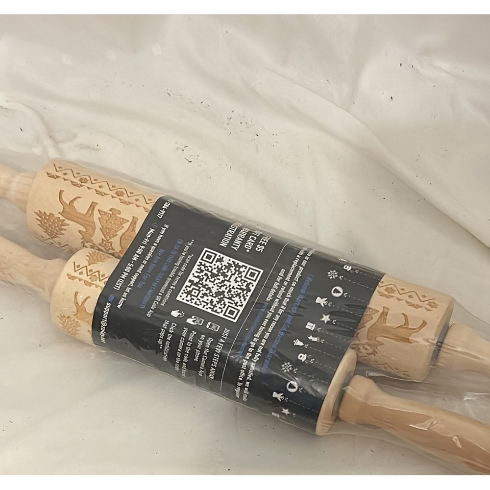 Zulay Kitchen Christmas Embossed Rolling Pin Set
